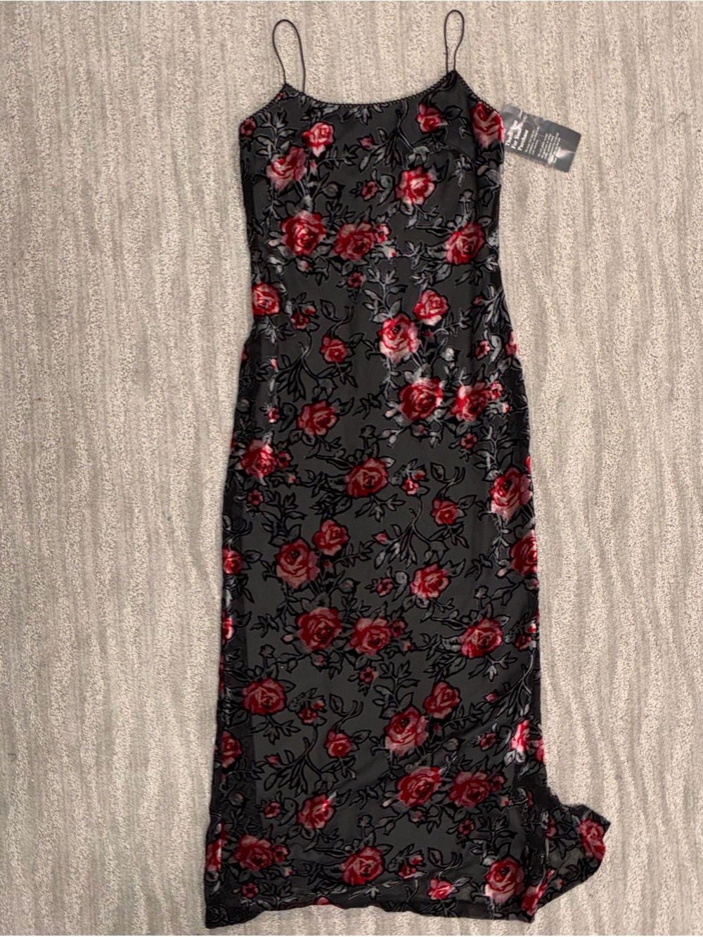 NWT Rampage Crushed Velvet Slip Dress Gray Floral Y2K Dark Fairy Goth Women’s 7